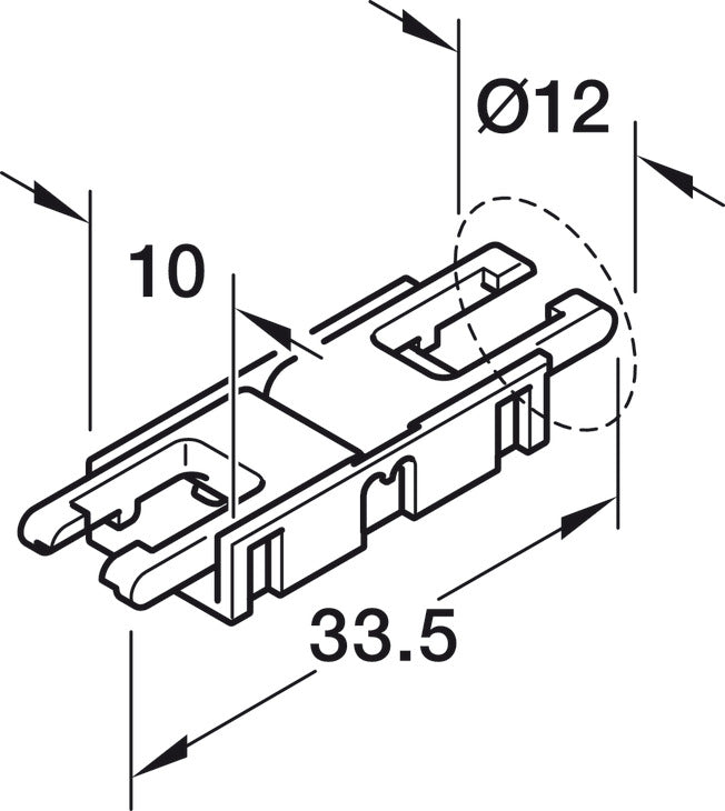 Clip connector, HÃ¤fele Loox5 for LED strip light, multi-white, 8 mm (5/16")