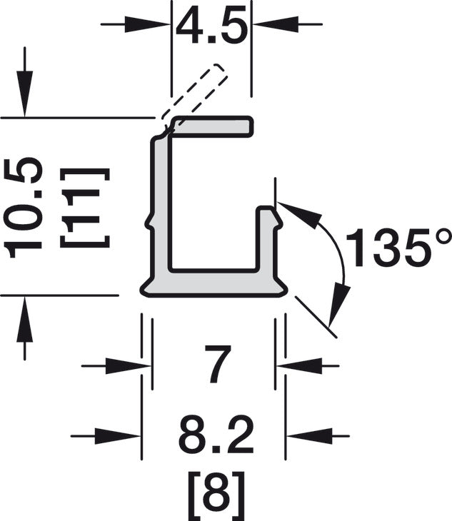 Profile for recess mounting, HÃ¤fele Loox5 profile 1102, for LED strip lights, plastic