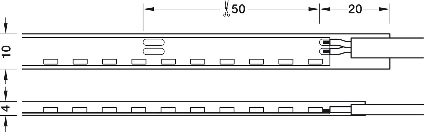 LED strip light with silicone sleeve, HÃ¤fele Loox5 LED 3099, 24 V, lateral beam