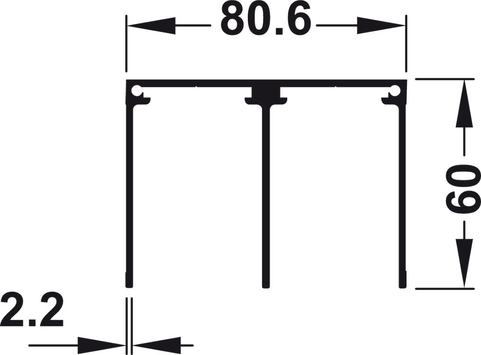 Double Top Guide Track, HÃ¤fele Slido R-Aluflex 80A