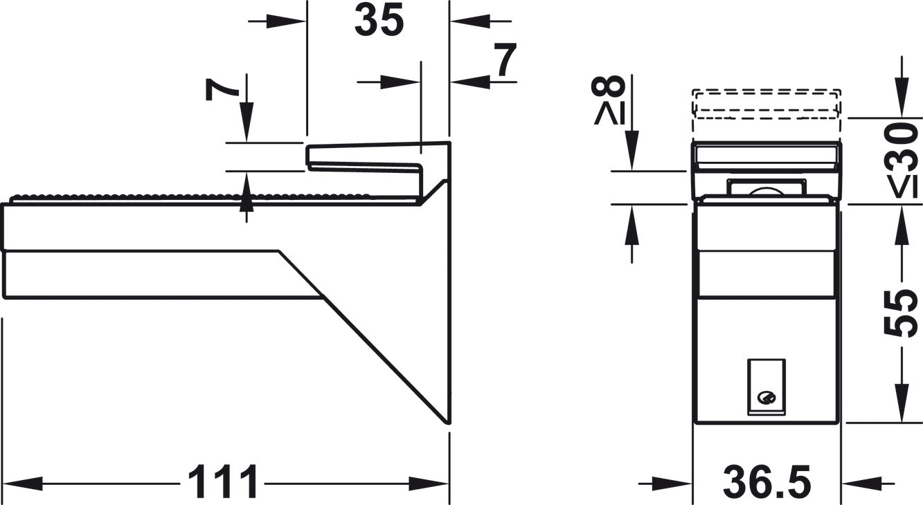 Shelf Support, Wall Fixing, for Glass Shelves, KALABRONE
