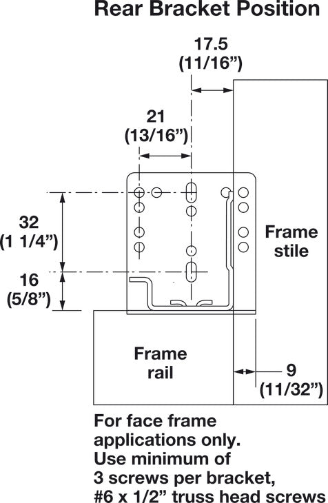 Rear Mounting Bracket, for Grass Dynapro/Elite Plus Concealed Undermount Slides