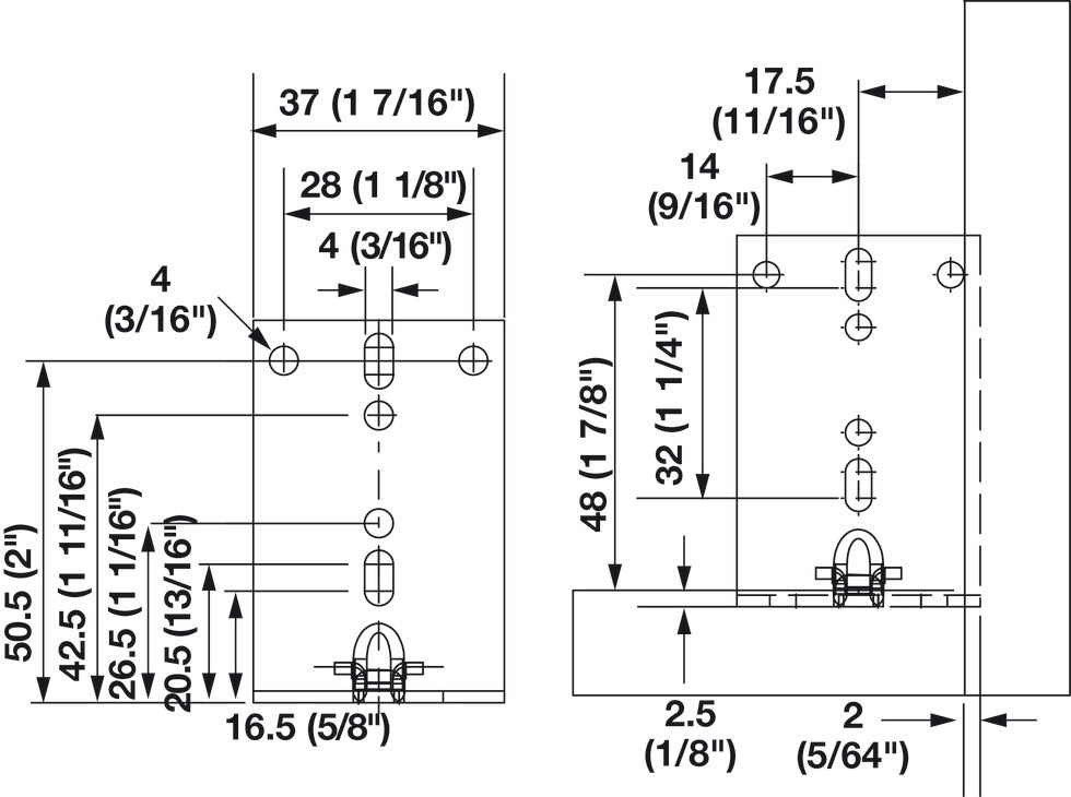 Rear Mounting Bracket, for Grass Dynapro/Elite Plus Concealed Undermount Slides
