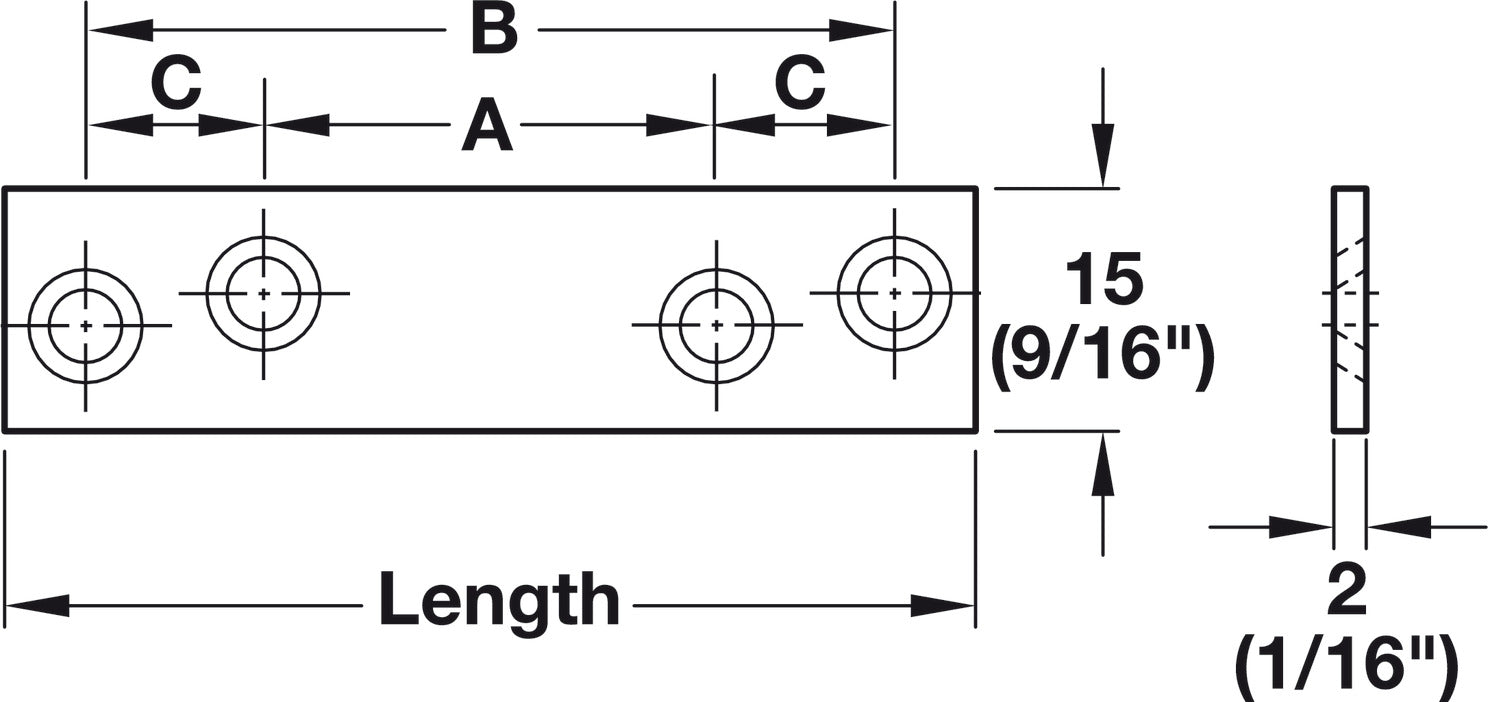 Mending Plate, with 4 Screw Holes