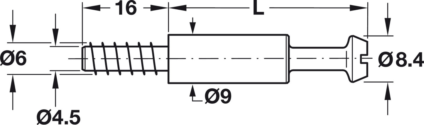 Connecting Bolt, Maxifix® System, for Drill Hole Ø5 mm