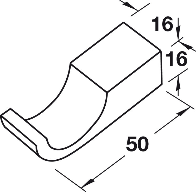 Single Coat Hook, HEWI, Polyamide, 50 x 16 x 16 mm