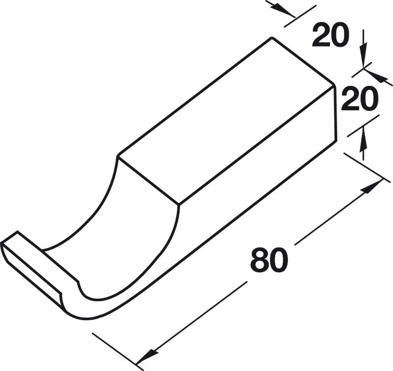 Single Coat Hook, HEWI, Polyamide, 80 x 20 x 20 mm