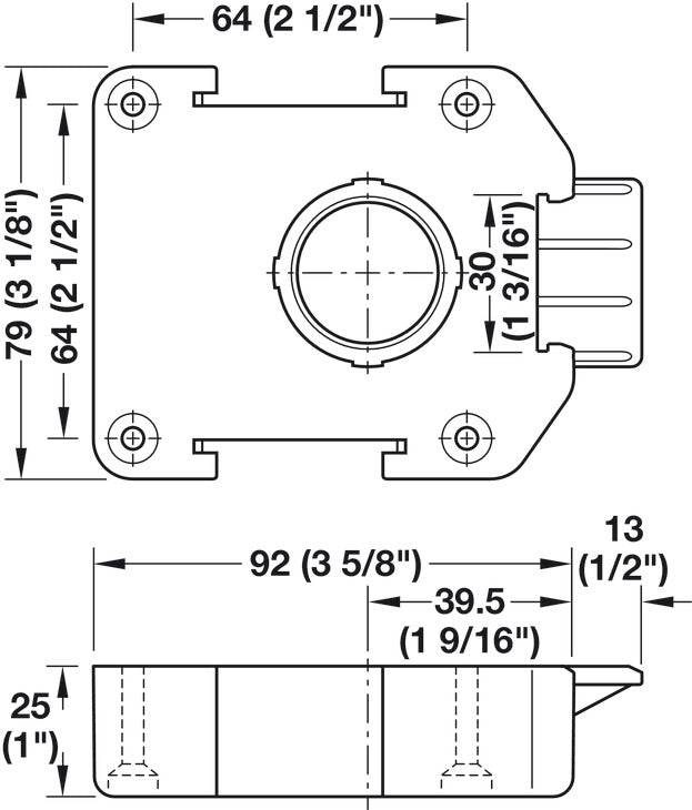Mounting Plate, for HÃ¤fele AXILOâ„¢ 78 plinth system