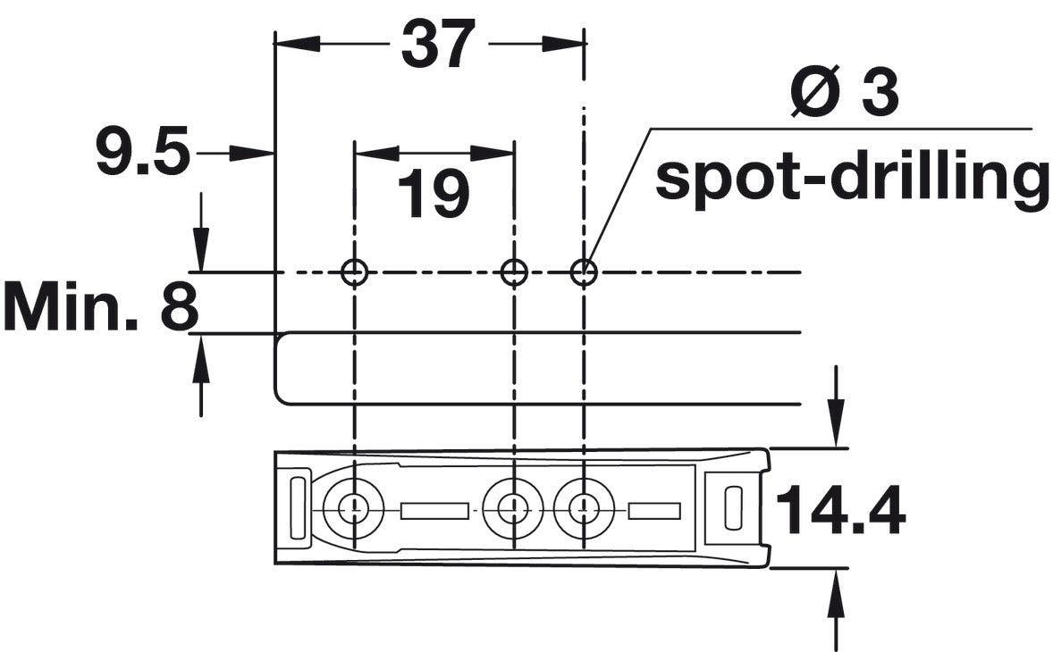 Mounting Plate, Salice, With Pre-Installed Euro Screws