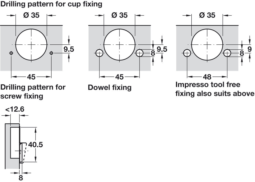 Concealed Hinge, Grass TIOMOS, 94º Opening Angle, Full Overlay