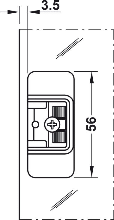 Glass Door Hinge, Aximat®, 195° Opening Angle, Glass to Wood, Inset