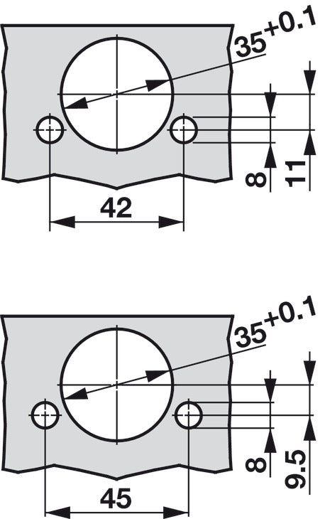 Grass TIOMOS +45° Concealed Corner Hinge, 110° Opening Angle, Overlay