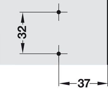 Cruciform Mounting Plate, HÃ¤fele Duomatic A, steel, with chipboard screws, edge distance 37 mm