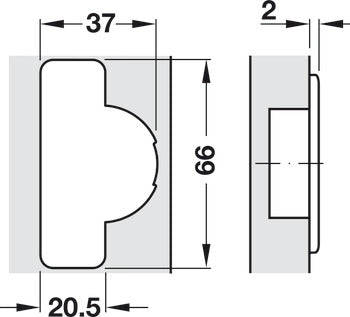 Concealed Hinge, Salice PUSH, 165° Opening Angle, Self-Opening, Half Overlay