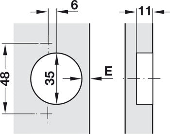Concealed Hinge, Salice PUSH, 155°/165° Opening Angle, Self-Opening, Full Overlay