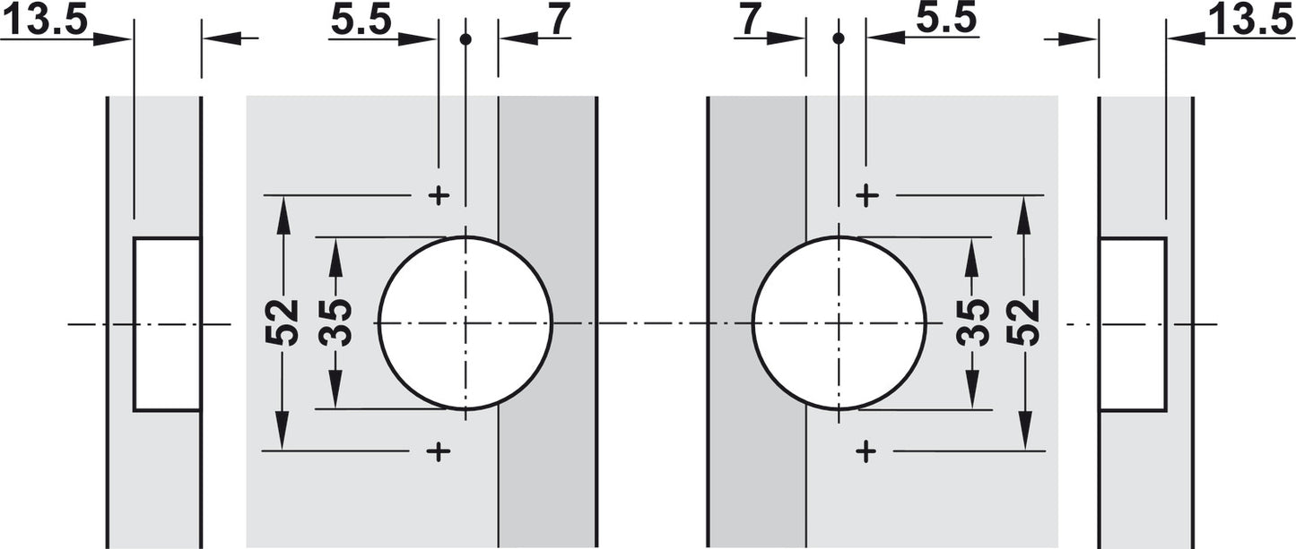 Miter Flap Hinge, 90° Opening Angle