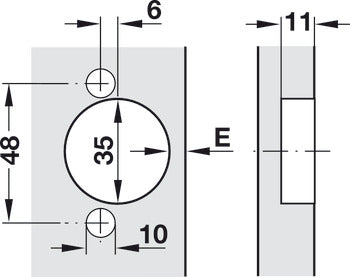 Concealed Hinge, Salice PUSH, 165° Opening Angle, Self-Opening, Half Overlay