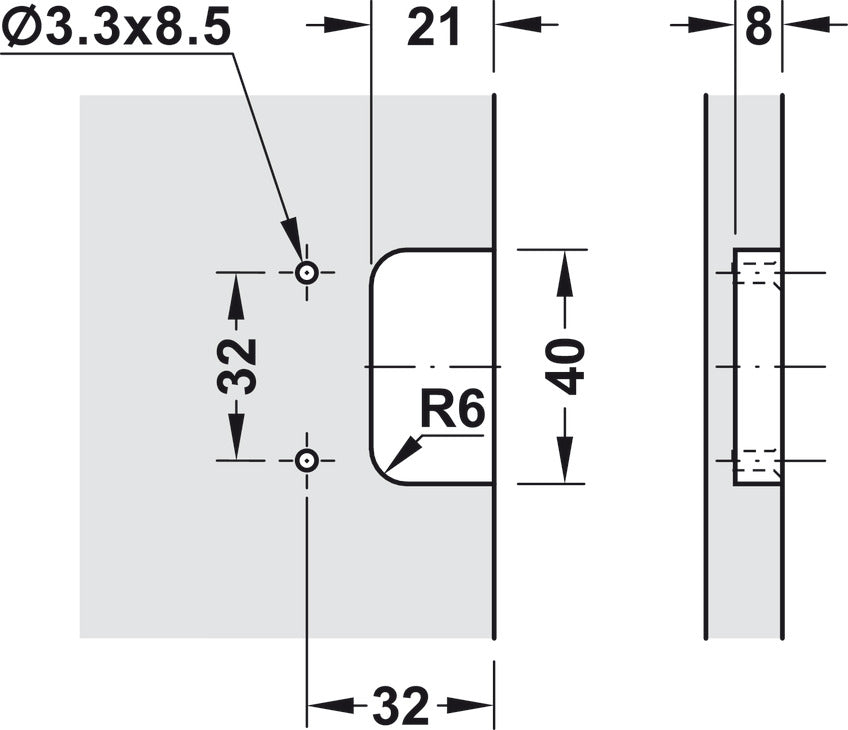 Thin Panel Institutional Hinge, Aximat® 300, Grade 1, Zinc Alloy