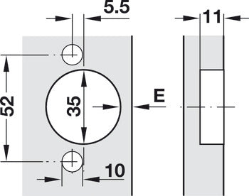 Concealed Hinge, Salice PUSH, 165° Opening Angle, Self-Opening, Half Overlay