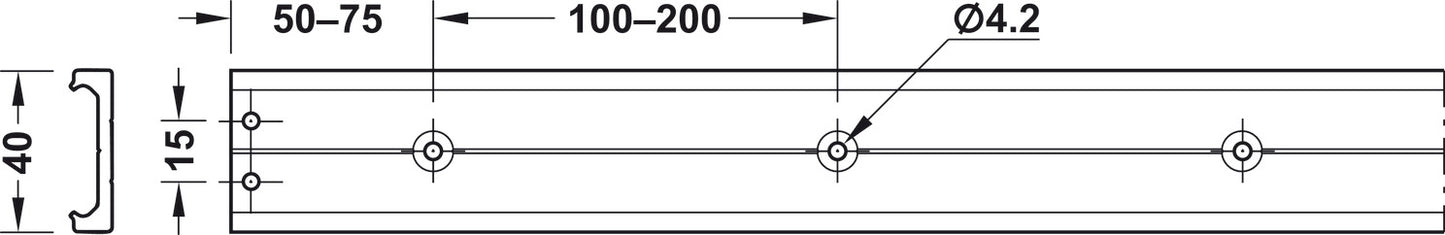 Track, Accuride 115RC Linear Motion Track System, 265 Weight Capacity
