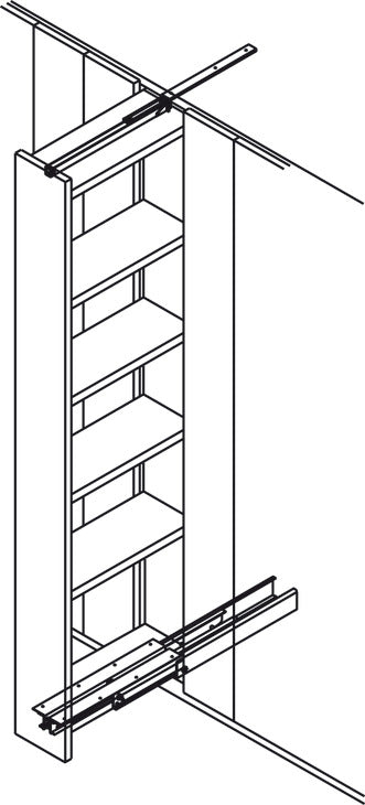 Easy Close Mechanism, for Top/Bottom Mounted Pull-Out Cabinet Slide