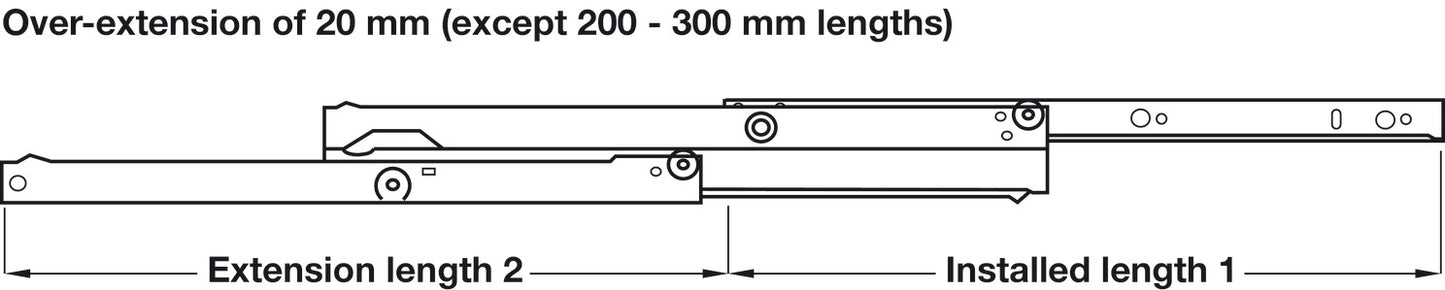 Premium Epoxy Coated Bottom Mounted Slide, Full Extension, Self-Closing, 150 lbs Weight Capacity