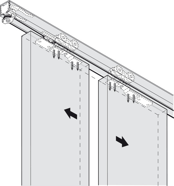 Sliding Door Hardware, Hawa Divido 100 H / Porta 60/100 H/HC -Synchro, set