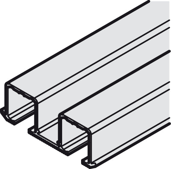 Double running track, top, for screw fixing
