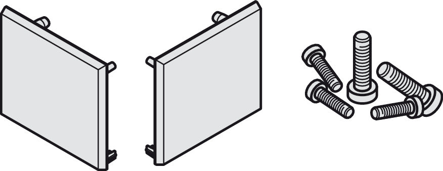 End Cap Set, to Mount Upper Track onto Angle Profile, up to 2.5 m (8' 2 7/16")