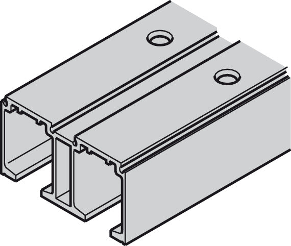 Double running track, Pre-drilled, W x H: 70 x 33 mm