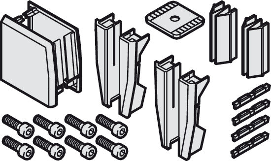 Panel End Piece Set, to Clip-On Fascia to Upper Track and Clamp Shoe