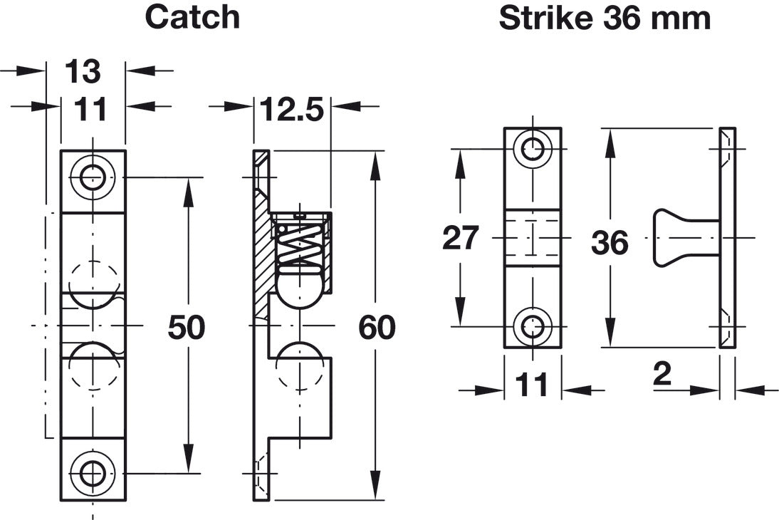 Twin Ball Catch, Brass