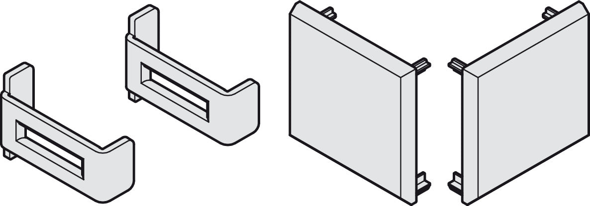 End cap set, with safety clip for aluminum panel