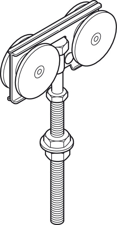 Metal Door Trolley Hanger, Vertical and Lateral Adjustment With Extended Pendant