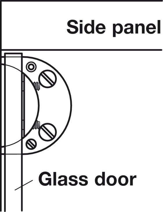 Glass Door Hinge, Opening angle 95°, inset mounting
