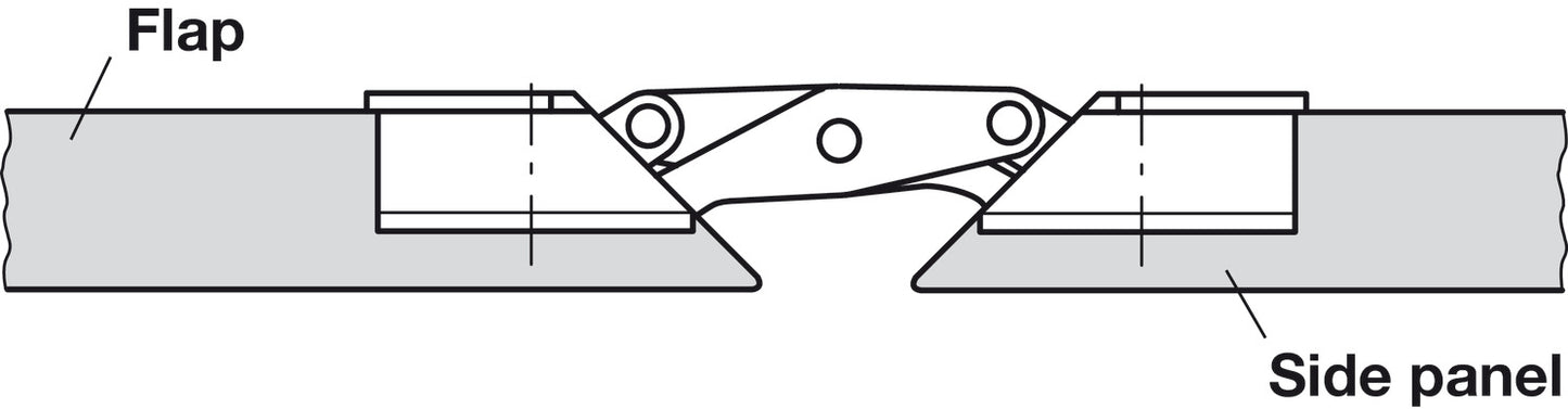 Miter Flap Hinge, 90° Opening Angle