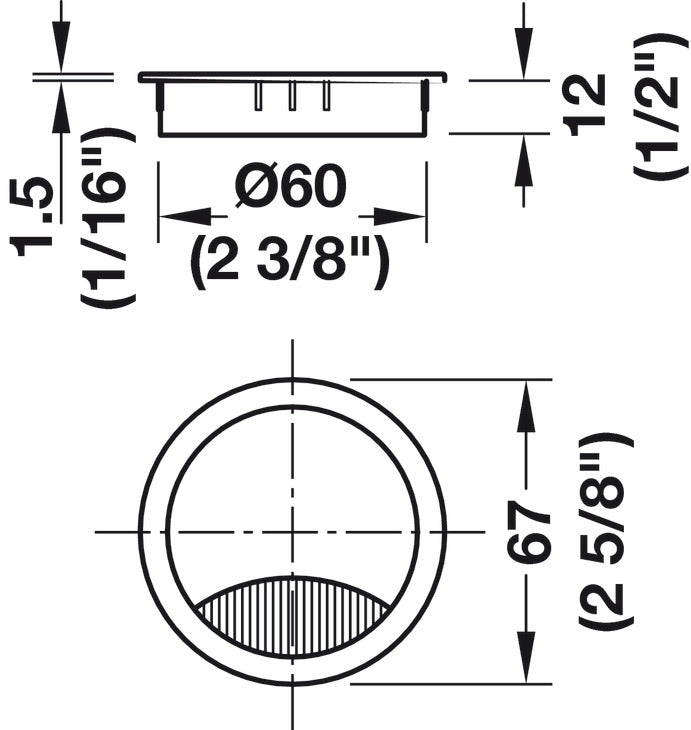 Metal Cable Grommet, Two-piece, Round