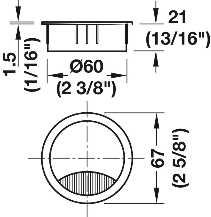 Metal Cable Grommet, Two-piece, Round