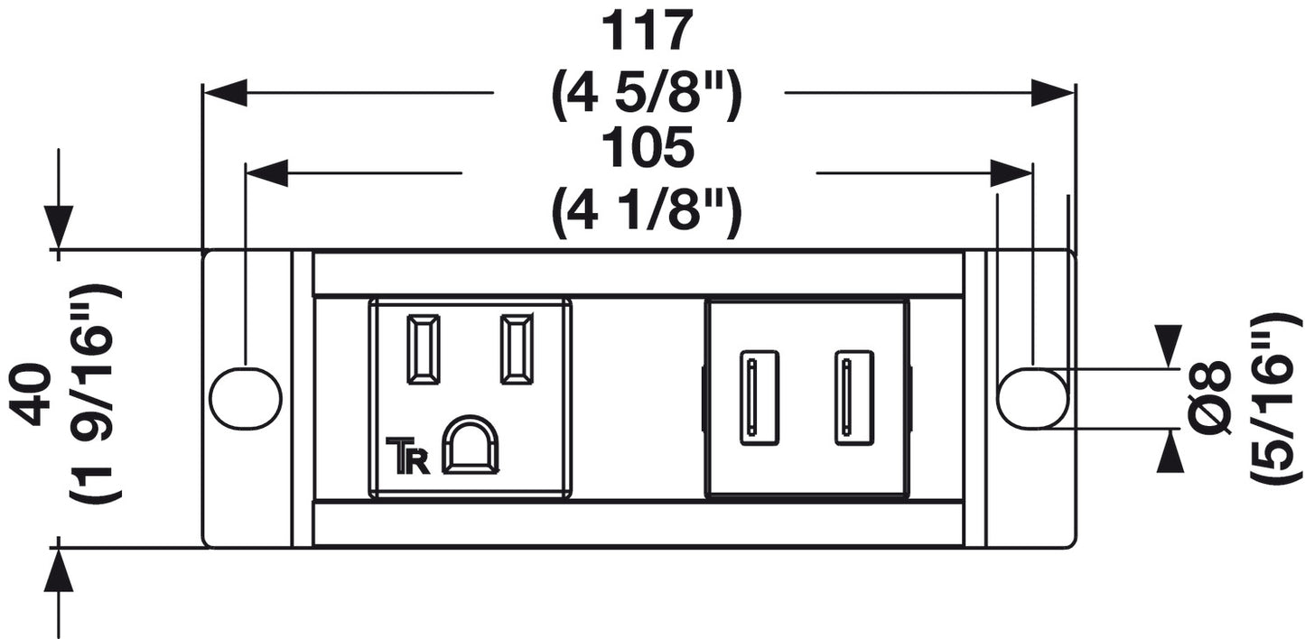 Power and Data Module, Dock 1100, Flush Mount
