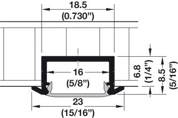 Aluminum Profile, for Recess Mounting, Shallow