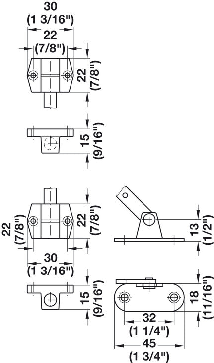 Flap Stay, Star Stop with Brake, Without magnet