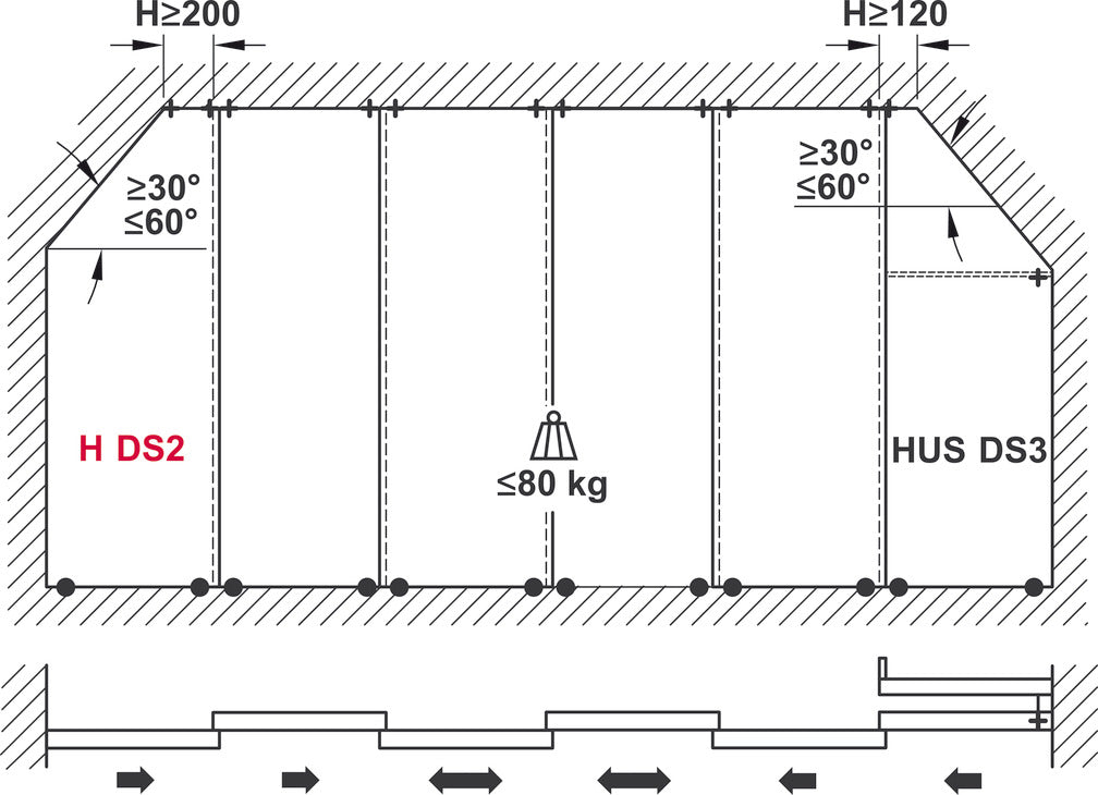 Sliding Door Hardware, Hawa Divido 80 H and 80 H-DS1/DS2 Set