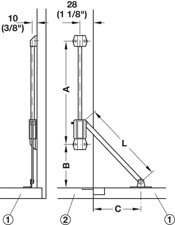 Flap Stay, Star Stop with Brake, Without magnet