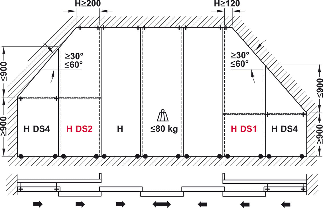 Sliding Door Hardware, Hawa Divido 80 H and 80 H-DS1/DS2 Set