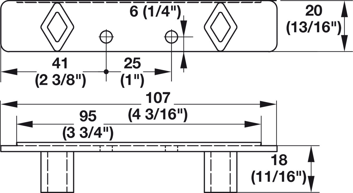 False Front Connector, Bottom overlay: + 8 mm