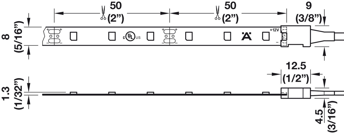 Flexible LED strip light, HÃ¤fele Loox5 LED 2042, 12 V, Single Color, (5/16") 8 mm