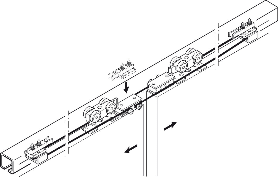 Sliding Door Hardware, Slido D-Line11 Synchro, additional set for 50-P to 80P