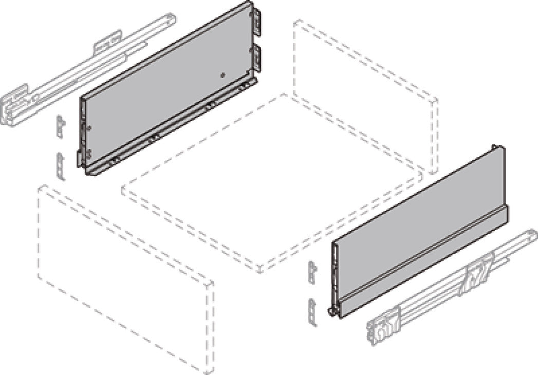 Double-Wall Drawer System Frame, Drawer side height 186 mm, Nova Pro Scala