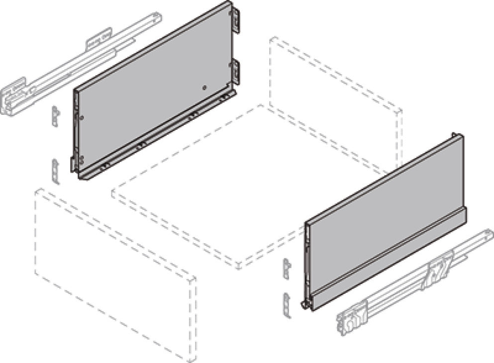 Double-Wall Drawer System Frame, Drawer side height 250 mm, Nova Pro Scala