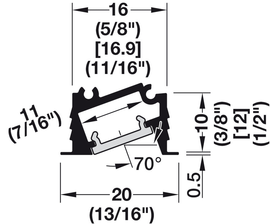 Profile for recess mounting, HÃ¤fele Loox5 Profile 1106, for LED strip lights